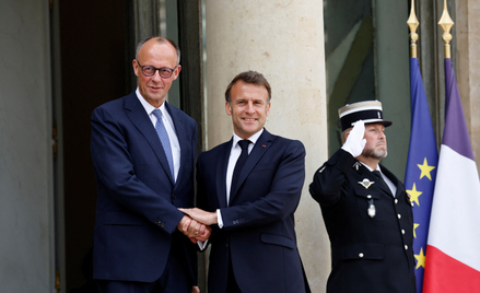 Kanclerz Niemiec Friedrich Merz i prezydent Francji Emmanuel Macron