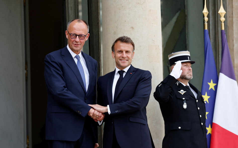 Kanclerz Niemiec Friedrich Merz i prezydent Francji Emmanuel Macron