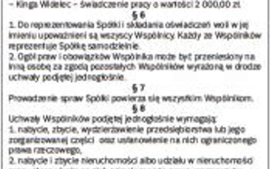 Wzór umowy spółki jawnej