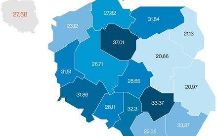 Średnioroczna liczba pacjentów na 10 tys. mieszkańców (2015-2017). Źródło: opracowanie własne NIK na