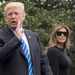 Donald Trump z żoną Melanią w ogrodach Białego Domu tuż przed odlotem do Polski