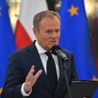 Przewodniczący PO Donald Tusk podczas konferencji prasowej w Sejmie