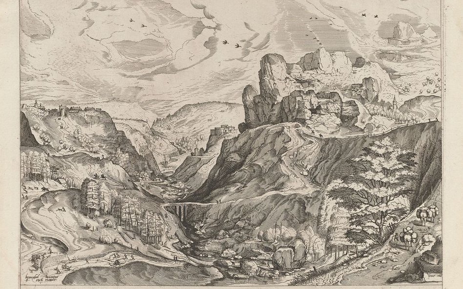Joannes i Lucas van Doetecum według Pietera Bruegla Starszego „Krajobraz alpejski z głęboką doliną” 