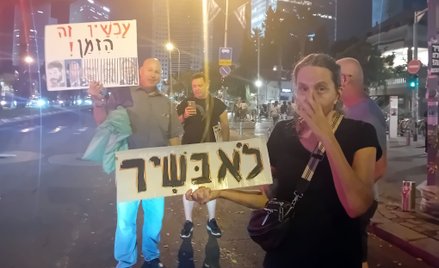 Protestujemy także w czasie wojny, bo Netanjahu nadal mówi, że wszyscy są winni, tylko on nie - mówi