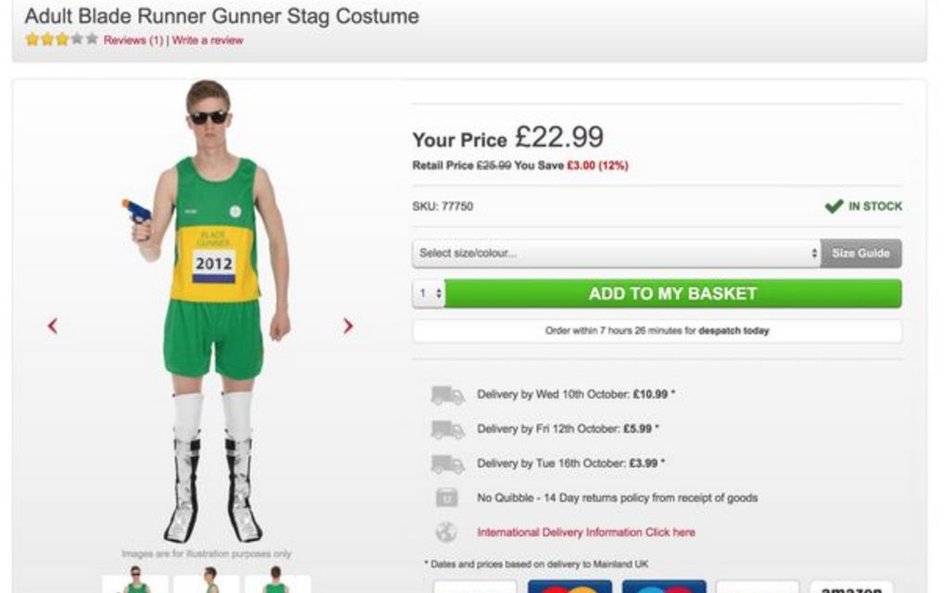 "Blade Gunner". Sklep oferuje strój Pistoriusa na Halloween