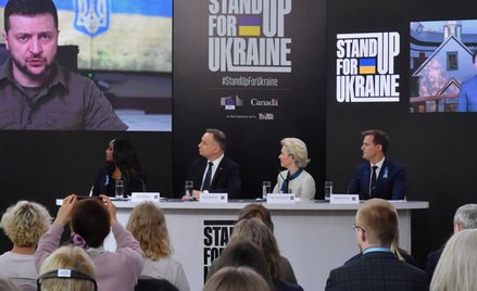 Finał „Stand Up For Ukraine” w Warszawie. W sposób zdalny obecny był prezydent Ukrainy Wołodymyr Zeł