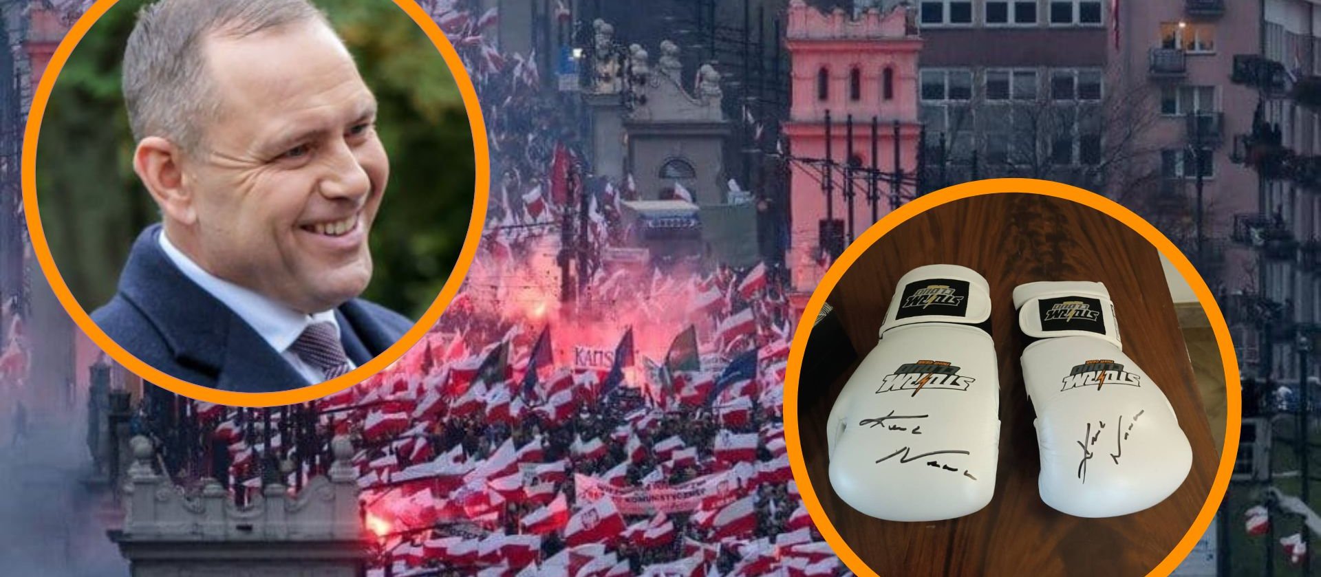 Rękawice bokserskie z autografem prezydenta Nawrockiego hitem licytacji Marszu Niepodległości