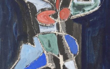 Jonasz Stern, (1904-1988) Kompozycja: udziwniona siedząca postać, 1950 rok wys. 26.8 cm, szer. 20.7 