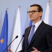 Premier Mateusz Morawiecki podczas konferencji prasowej w KPRM w Warszawie