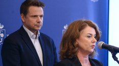 Była wiceprezydent Warszawy Aldona Machnowska-Góra i prezydent Warszawy Rafał Trzaskowski na konfere