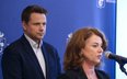 Była wiceprezydent Warszawy Aldona Machnowska-Góra i prezydent Warszawy Rafał Trzaskowski na konfere