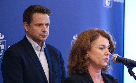 Była wiceprezydent Warszawy Aldona Machnowska-Góra i prezydent Warszawy Rafał Trzaskowski na konfere