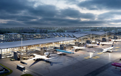 Wizualizacja rozbudowanego portu lotniczego.