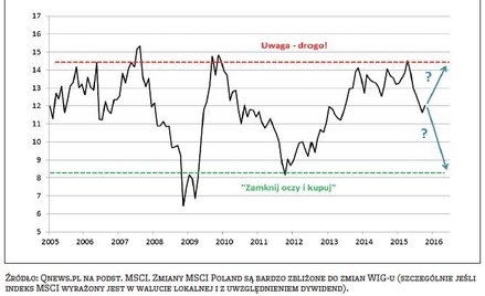 Rys. 1. Wskaźnik P/E dla indeksu MSCI Poland