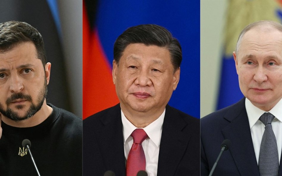 Wołodymyr Zełenski, Xi Jinping i Władimir Putin