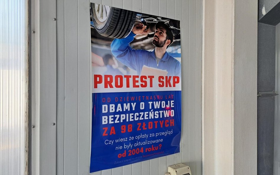 Takie plakaty można spotkać na Stacjach Kontroli Pojazdów