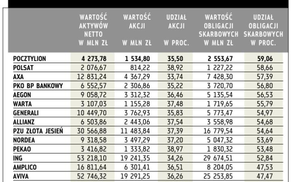 Portfel inwestycyjny funduszy emerytalnych na koniec stycznia