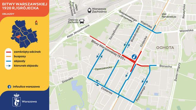 Organizacja ruchu podczas prac na Ochocie