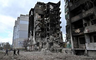 Zniszczone budynki w Borodziance pod Kijowem