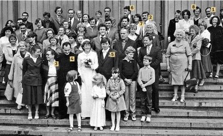 Ślub drukarza “Nowej” Emila Broniarka z Dorotą Ragan, 1984 r. 1. Andrzej Górski; 2. Janusz Górski „K