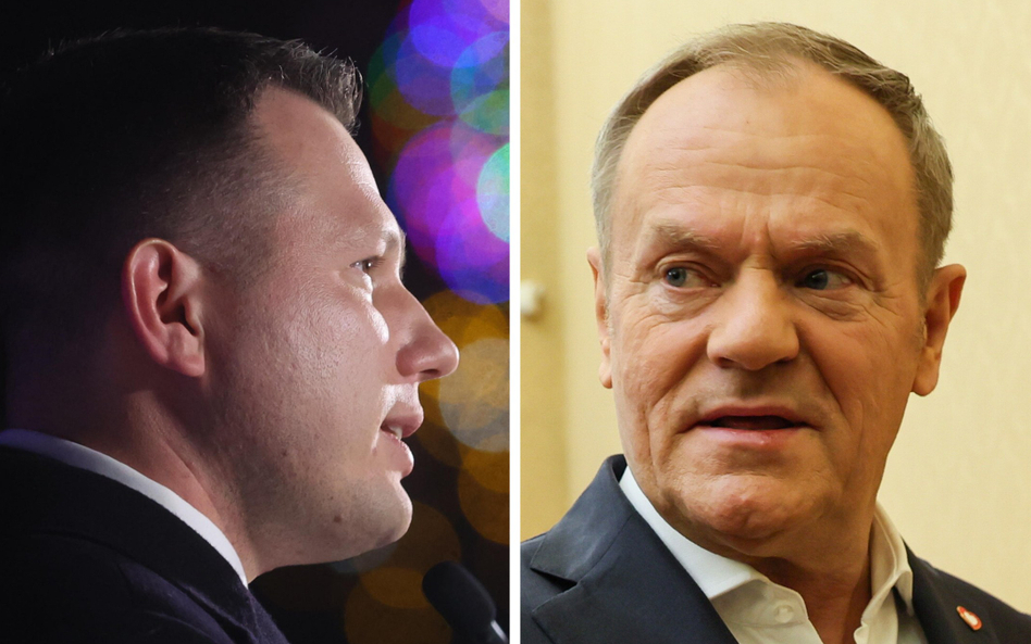 Lider Konfederacji Sławomir Mentzen i premier RP Donald Tusk