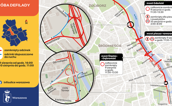 Mapa zamkniętych odcinków