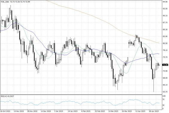 Notowania ropy naftowej WTI – dane dzienne