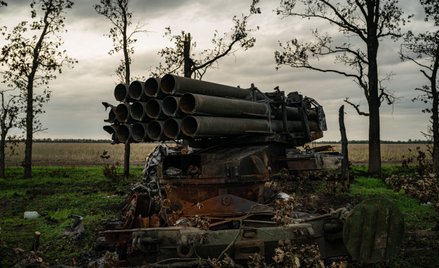 Zniszczona samobieżna wyrzutnia rakiet Uragan