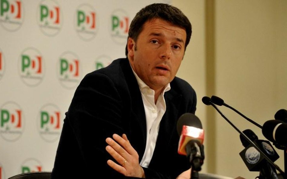 Lider Partii Demokratycznej Matteo Renzi na konferencji prasowej po spotkaniu z Silvio Berlusconim.