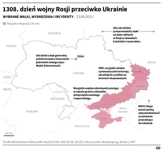 Tak wyglądała sytuacja na froncie w 1308 dniu wojny