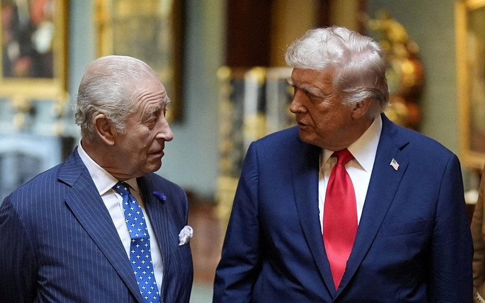 Król Karol III z prezydentem USA Donaldem Trumpem w zamku Windsor, zdjęcie archiwalne z 18 września 