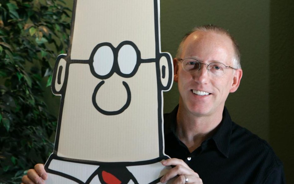 Scott Adams (po prawej). Kubki, kalendarze, gry i wszelkie inne „dilbertowe” gadżety to dziś potężny