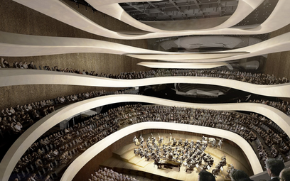 Wizualizacja sali koncertowej Sanfonii Varsovia według projektu Thomasa Puchera