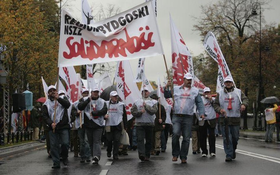 Związkowa demonstracja w Warszawie