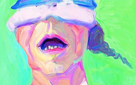 Maria Lassnig, „Autoportret z rondlem”, 1995.