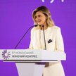 Ołena Zełenska na kongresie kobiet w Ukrainie w 2021 roku.