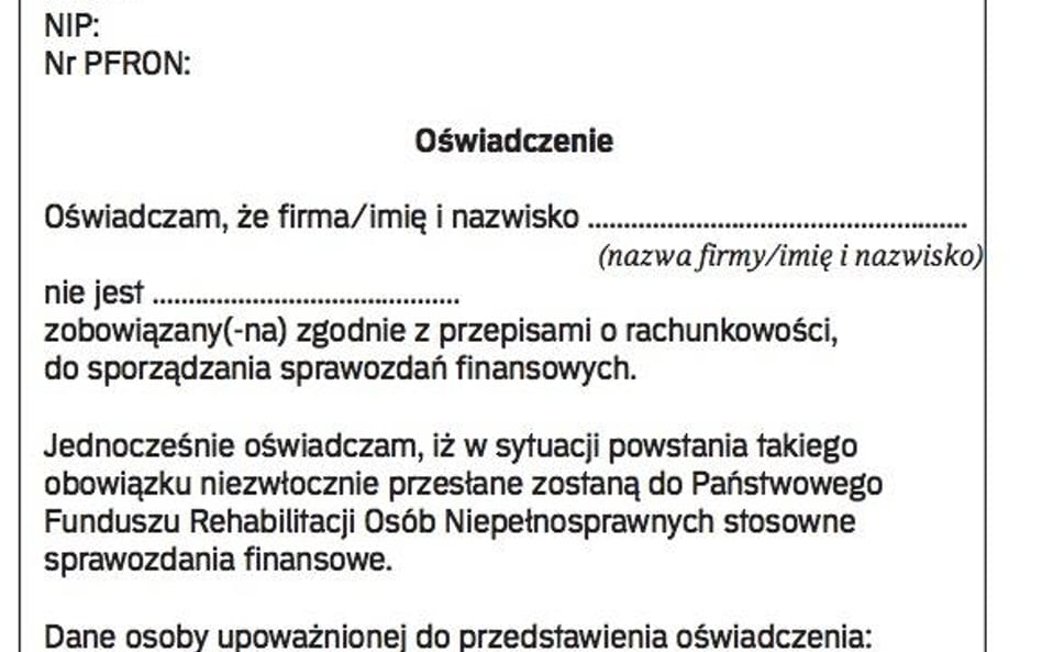 WZÓR OŚWIADCZENIA