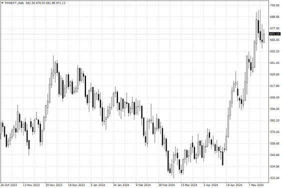 Notowania pszenicy w USA – dane dzienne