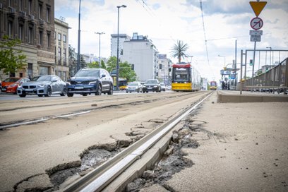Remont torów tramwajowych w Alejach Jerozolimskich