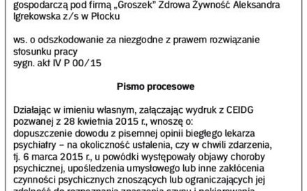 Przykład pisma procesowego