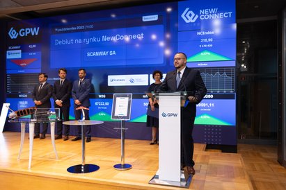 Jędrzej Kowalewski, prezes i największy akcjonariusz Scanwaya, podczas debiutu firmy na giełdzie