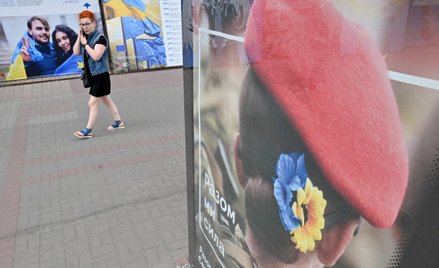 Centrum Kijowa – propagandowe plakaty z hasłem „Razem jesteśmy siłą”