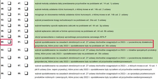 PIT-36, część C "Informacje dodatkowe", poz. 60