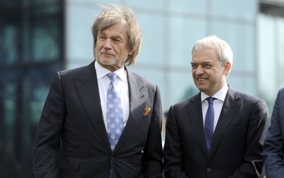 Jan Kulczyk i prezes Orlenu Jacek Krawiec na Gali Olimpijskiej Soczi 2014