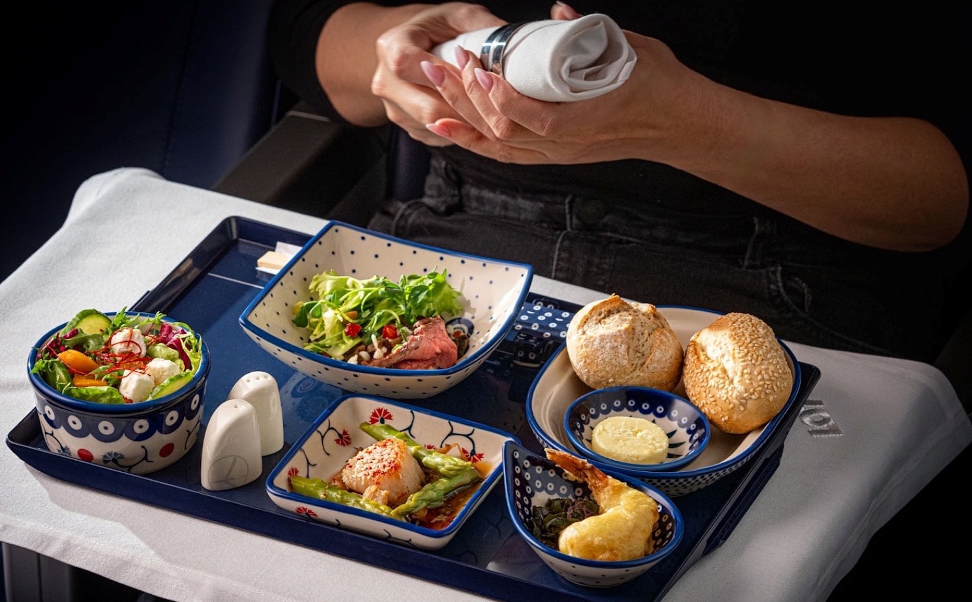 Переодеться на борту самолётов LOT. Носитель опирается на известную польскую керамику