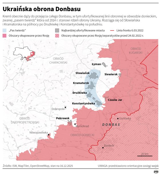 Jak wygląda obecnie sytuacja w Donbasie? (MAPA, stan na 16 grudnia)