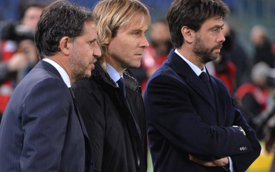 Od lewej: Fabio Paratici, Pavel Nedved i Andrea Agnelli (grudzień 2015)