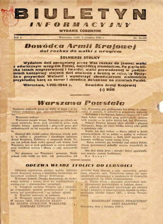 Prasa powstańcza odgrywała bardzo istotną, informacyjno- -propagandową rolę w walce z Niemcami. W tr
