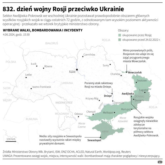 Tak wyglądała sytuacja na froncie w 832 dniu wojny