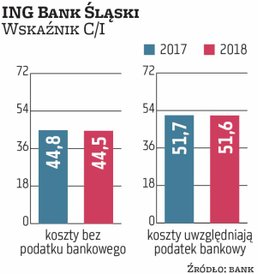 ING Bank Śląski znalazł się na piątym miejscu pod względem C/I w 2018 r. Wskaźnik ten, liczony bez p